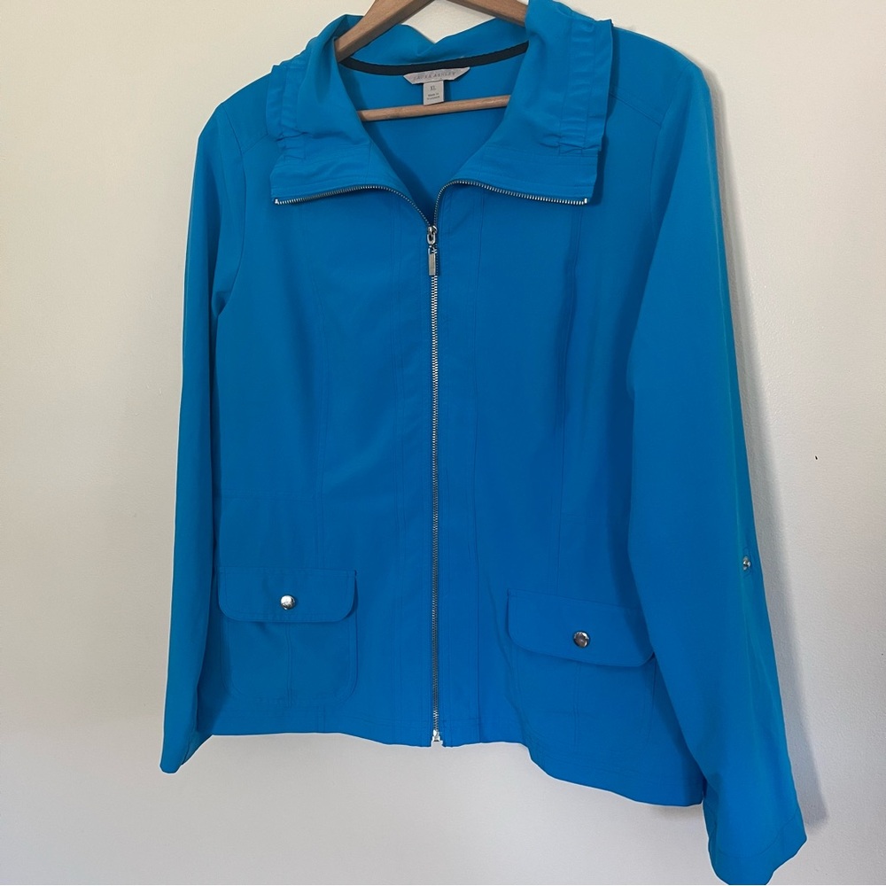 Laura Ashley Vibrant Blue Utility Jacket XL Lightweight